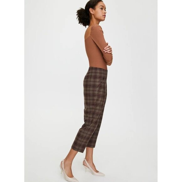 Aritzia WILFRED Chambery Grey Check Wool Cashmere Pleated Trouser Pants, Size 4 - Picture 13 of 15